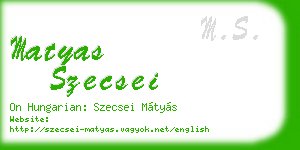matyas szecsei business card