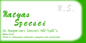 matyas szecsei business card